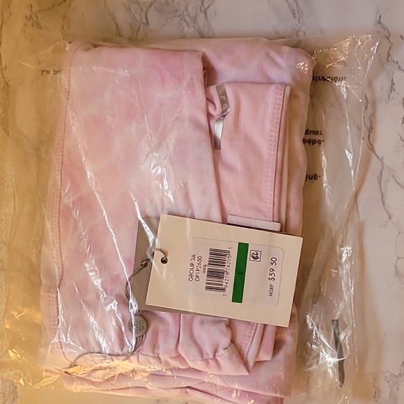 DKNY WOMEN'S CROSSOVER-FRONT TIE DYED LEGGINGS SIZE L  PINK/WHITE - Picture 3 of 7